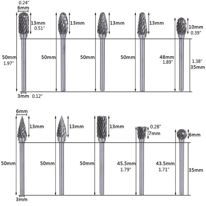 Rotary Tool Accessory Kit Tungsten Steel Carbide Rotary File Applicable for Wood and Metal Drilling In Room Decoration 7XEA
Rotary Tool Accessory Kit Tungsten Steel Carbide Rotary File Applicable for Wood and Metal Drilling In Room Decoration 7XEA