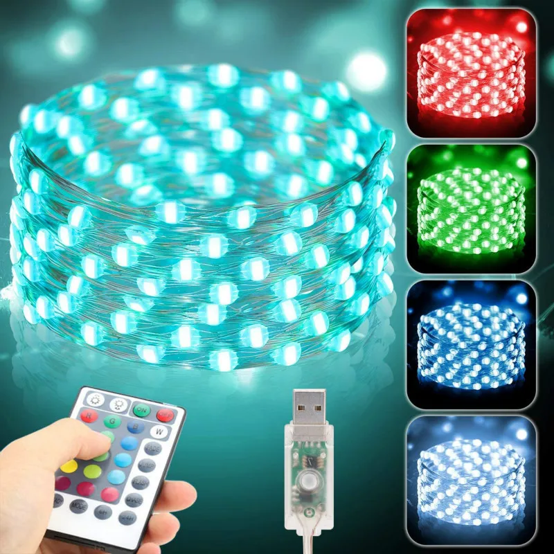 50/ 100/ 200 LED Lights USB Remote Control Copper Wire Fairy String Lights RGB Color Garland Light for Holiday Home Room Decor
50/ 100/ 200 LED Lights USB Remote Control Copper Wire Fairy String Lights RGB Color Garland Light for Holiday Home Room Decor