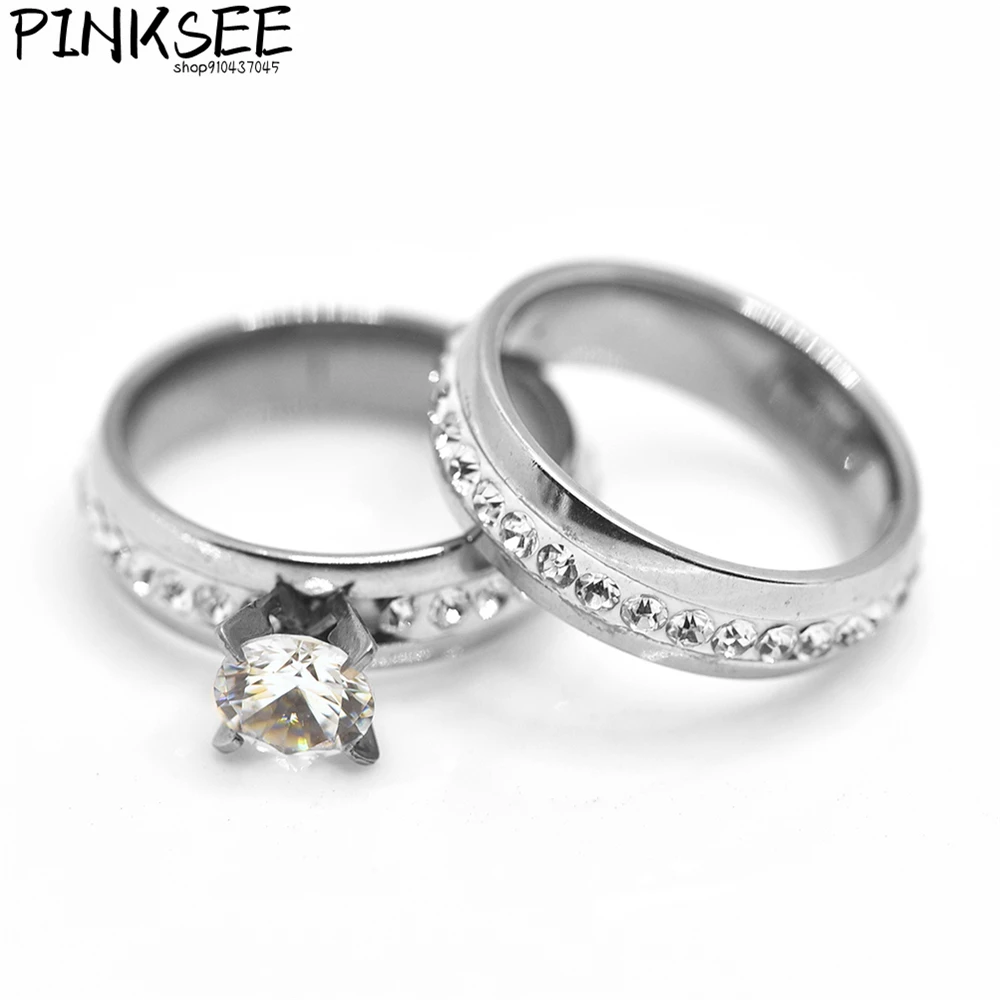 Classic Wedding Women Stainless Steel Finger Rings With Middle Pave CZ Stones Understated Delicate Female Engagement Jewelry
Classic Wedding Women Stainless Steel Finger Rings With Middle Pave CZ Stones Understated Delicate Female Engagement Jewelry