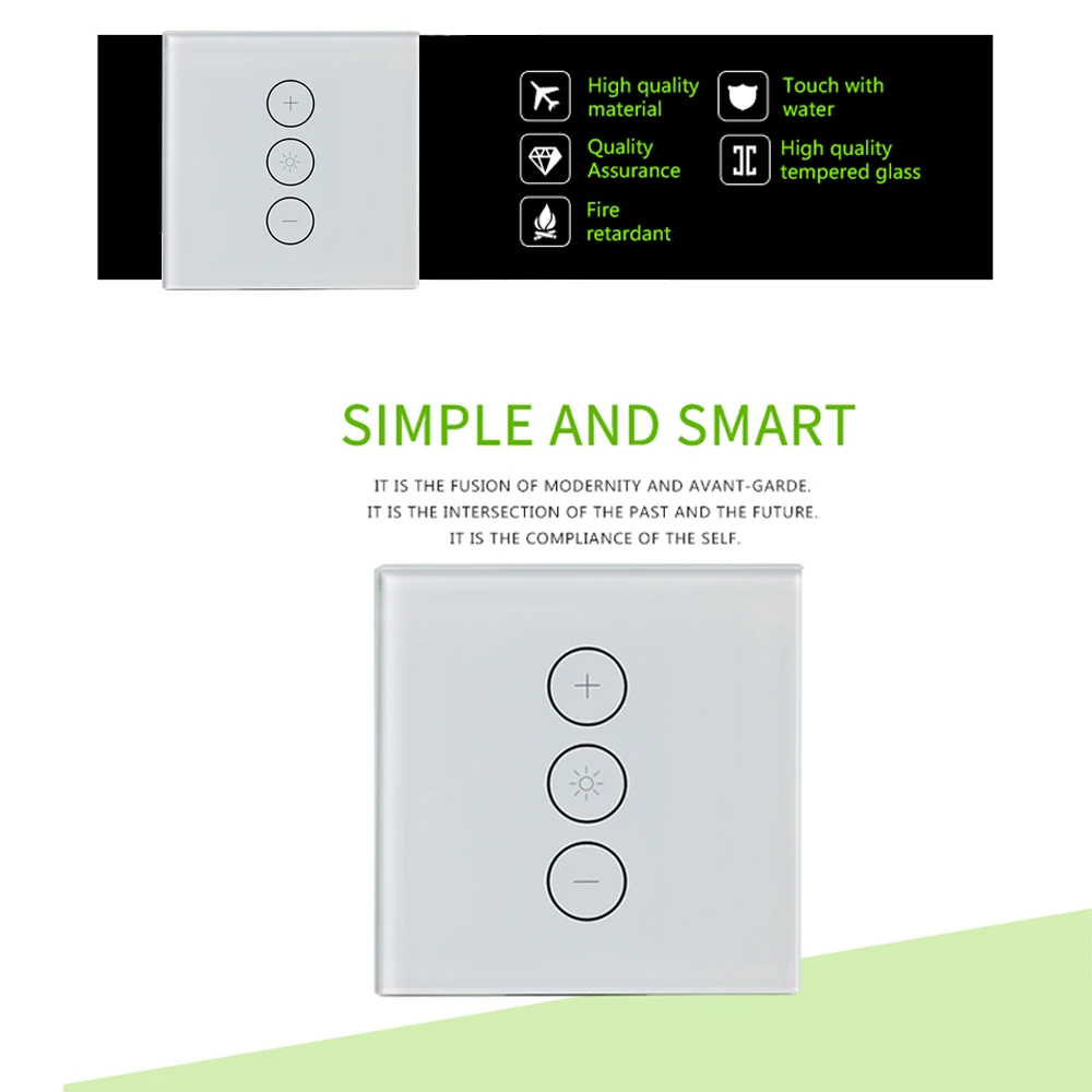 2A WiFi Smart Glass Panel Wall Touch Switch Light Dimmer Switch Smart Life Tuya APP Remote Control for Alexa Google Home
2A WiFi Smart Glass Panel Wall Touch Switch Light Dimmer Switch Smart Life Tuya APP Remote Control for Alexa Google Home