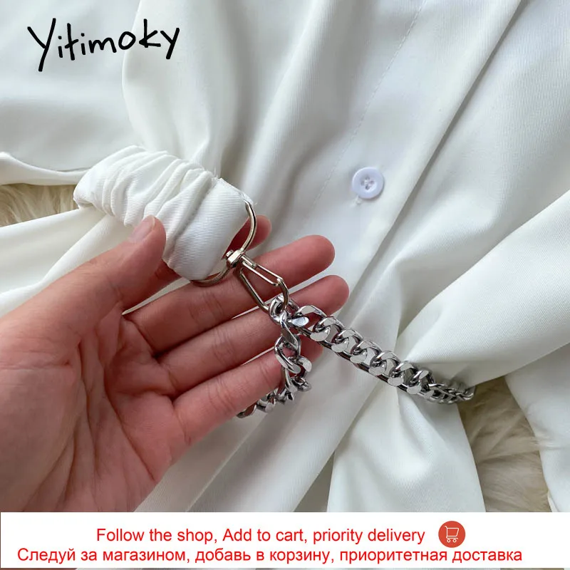 Yitimoky Fashion Hollow Out Strapless High Waist Dresses Women Breasted Short Sleeve Turn-down Collar A-Line White 2021 Summer
Yitimoky Fashion Hollow Out Strapless High Waist Dresses Women Breasted Short Sleeve Turn-down Collar A-Line White 2021 Summer
