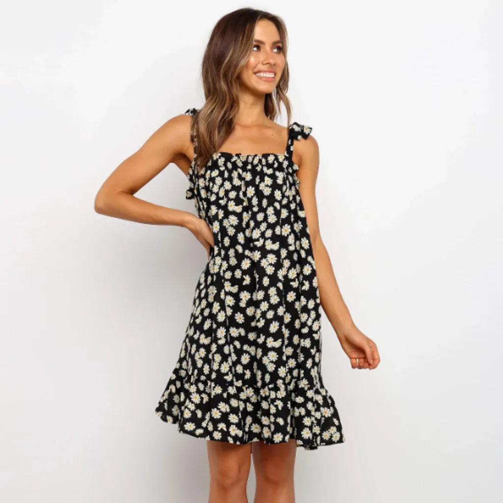 Sleeveless Summer Dress Women Ruffles Bandage Boho Floral Print A-Line Mini Dress Women's Dresses Sexy Party Dress Vestidos 
Sleeveless Summer Dress Women Ruffles Bandage Boho Floral Print A-Line Mini Dress Women's Dresses Sexy Party Dress Vestidos