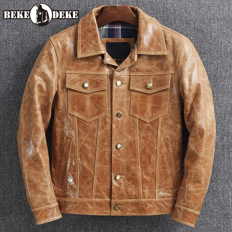 Men Short Genuine Leather Cowhide Jackets Vintage Classic Single Breasted Biker Coat Luxury Slim Casual Full Sleeve Outwear
Men Short Genuine Leather Cowhide Jackets Vintage Classic Single Breasted Biker Coat Luxury Slim Casual Full Sleeve Outwear