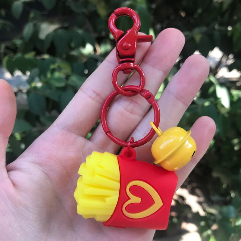 1pc Creative French Fries with Bell and baking varnish Buckle Keychain Cute Keyrings PVC Toys Gifts Accessories Lovely Pendents 
1pc Creative French Fries with Bell and baking varnish Buckle Keychain Cute Keyrings PVC Toys Gifts Accessories Lovely Pendents