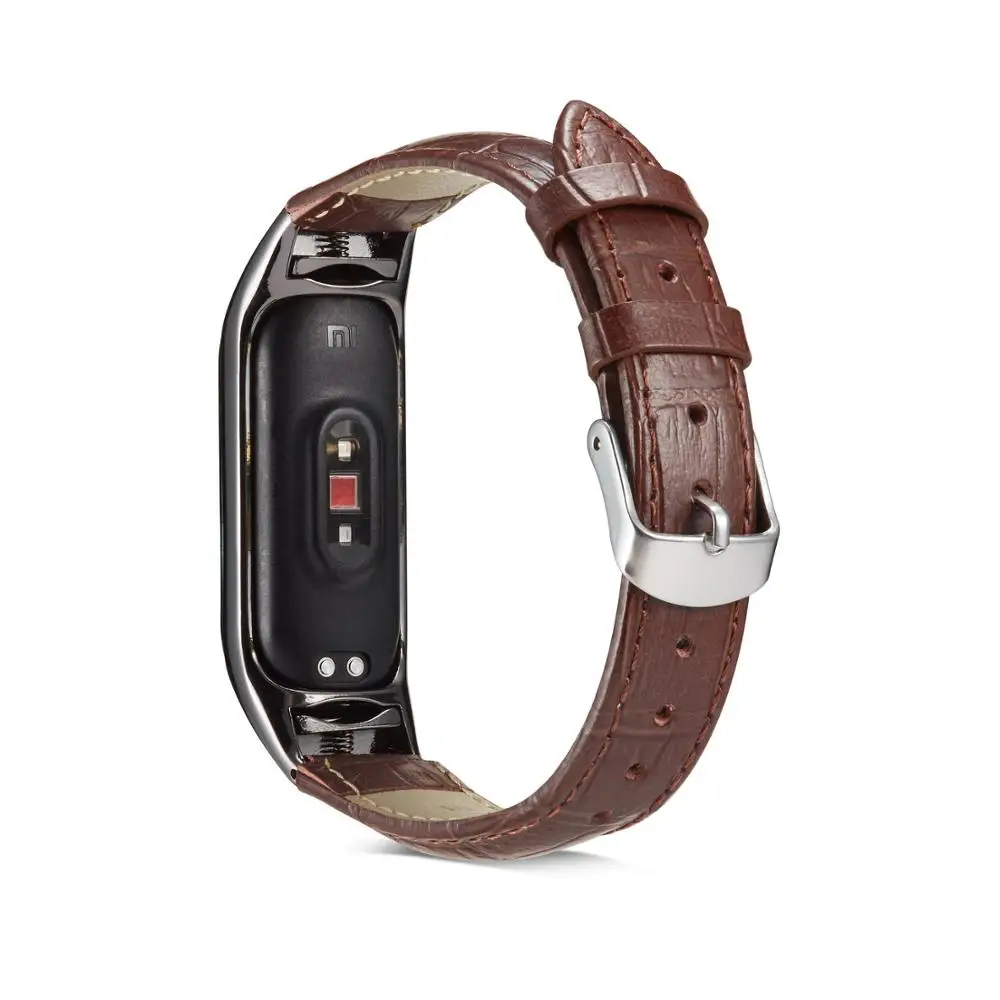 Ремешок на запястье для Xiaomi Mi Band 3 4 кожаный Смарт браслет высокого качества