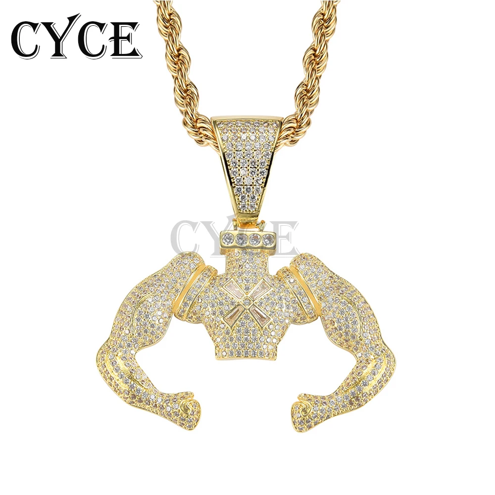 

CYCE Micro Zircon Hip Hop Hercules Muscle Man Pendant Necklaces For Men Jewelry Stainless Steel Chain Rapper Party Accessories