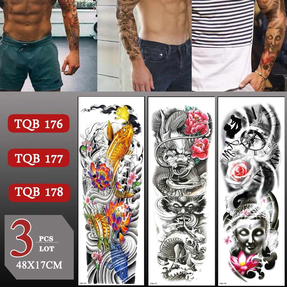 3 pcs/lot Full Arm Waterproof Color Flower Temporary Tattoo Sticker Large Arm Sleeve Fake Tattoos For Men Women Arm Leg Sticker
3 pcs/lot Full Arm Waterproof Color Flower Temporary Tattoo Sticker Large Arm Sleeve Fake Tattoos For Men Women Arm Leg Sticker