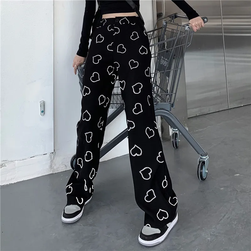 Missnight Love Black Pants Wide Leg High Waisted Baggy Pants Women Harajuku Kawaii Loose Boyfriend Baggy Trouders Streetwear 
Missnight Love Black Pants Wide Leg High Waisted Baggy Pants Women Harajuku Kawaii Loose Boyfriend Baggy Trouders Streetwear