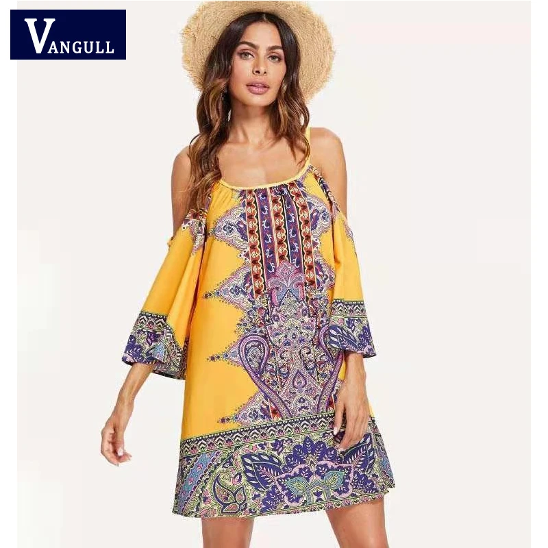 Vangull Women Beach Sling Dress Round Neck Off The Shoulder Flared Sleeves Loose Waist Casual Sexy 2021 Summer New Female Dress
Vangull Women Beach Sling Dress Round Neck Off The Shoulder Flared Sleeves Loose Waist Casual Sexy 2021 Summer New Female Dress