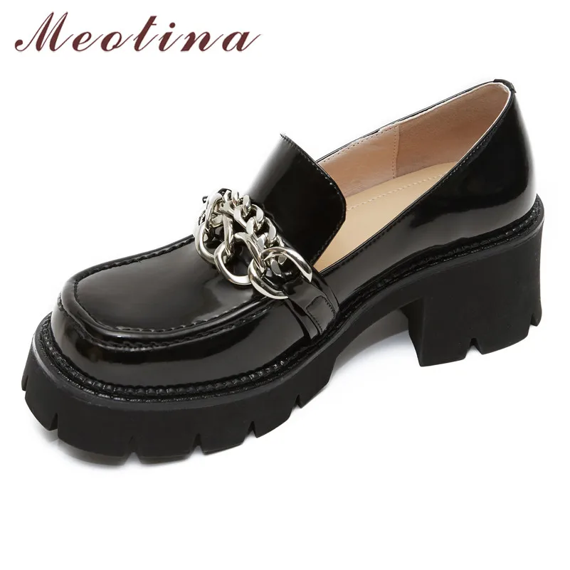 Meotina High Heel Shoes Women Genuine Leather Platform Block Heels Pumps Square Toe Slip On Shoes Fashion Chain Footwear Black
Meotina High Heel Shoes Women Genuine Leather Platform Block Heels Pumps Square Toe Slip On Shoes Fashion Chain Footwear Black