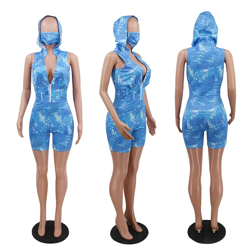 Tie Print Print Zipper Hooded New Summer Women Jumpsuit European and American Sexy Hot Selling Outfits
Tie Print Print Zipper Hooded New Summer Women Jumpsuit European and American Sexy Hot Selling Outfits