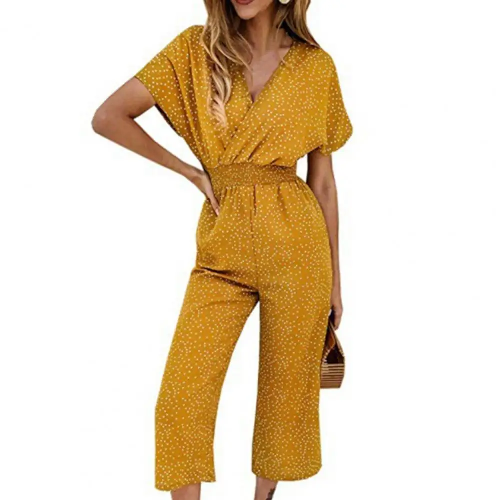 Summer Stylish Jumpsuit Polka Dot Printing All-match Casual Women Fashion V-neck Loose Jumpsuits Rompers for Vacation
Summer Stylish Jumpsuit Polka Dot Printing All-match Casual Women Fashion V-neck Loose Jumpsuits Rompers for Vacation