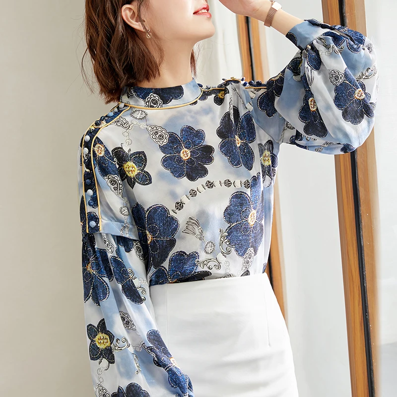 Fashion blouse spring 2021 new women's office floral female lantern sleeve chiffon shirt blouse women
Fashion blouse spring 2021 new women's office floral female lantern sleeve chiffon shirt blouse women