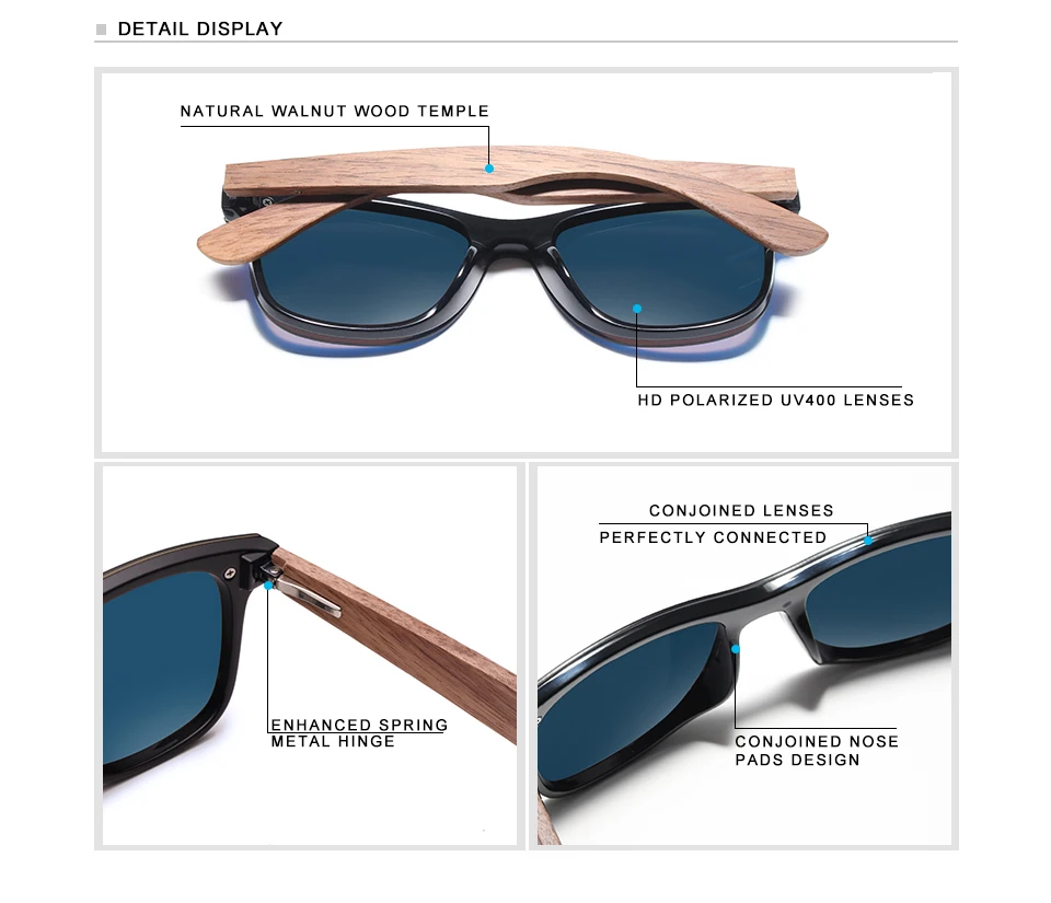 Fashion Men Sunglasses Polarized Walnut Wood Mirror UV400 Lens Sun Glasses Women Brand Design Colorful Shades Handmade
Fashion Men Sunglasses Polarized Walnut Wood Mirror UV400 Lens Sun Glasses Women Brand Design Colorful Shades Handmade