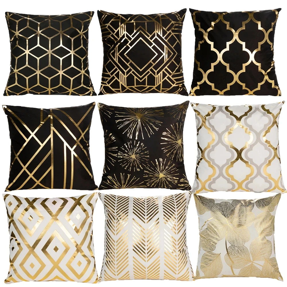 45*45cm Gold Bronzing Striped Geometric Cushion Cover Polyester Pillowcase Cojines Decorativos Para Sofa Home Sofa Decor
45*45cm Gold Bronzing Striped Geometric Cushion Cover Polyester Pillowcase Cojines Decorativos Para Sofa Home Sofa Decor