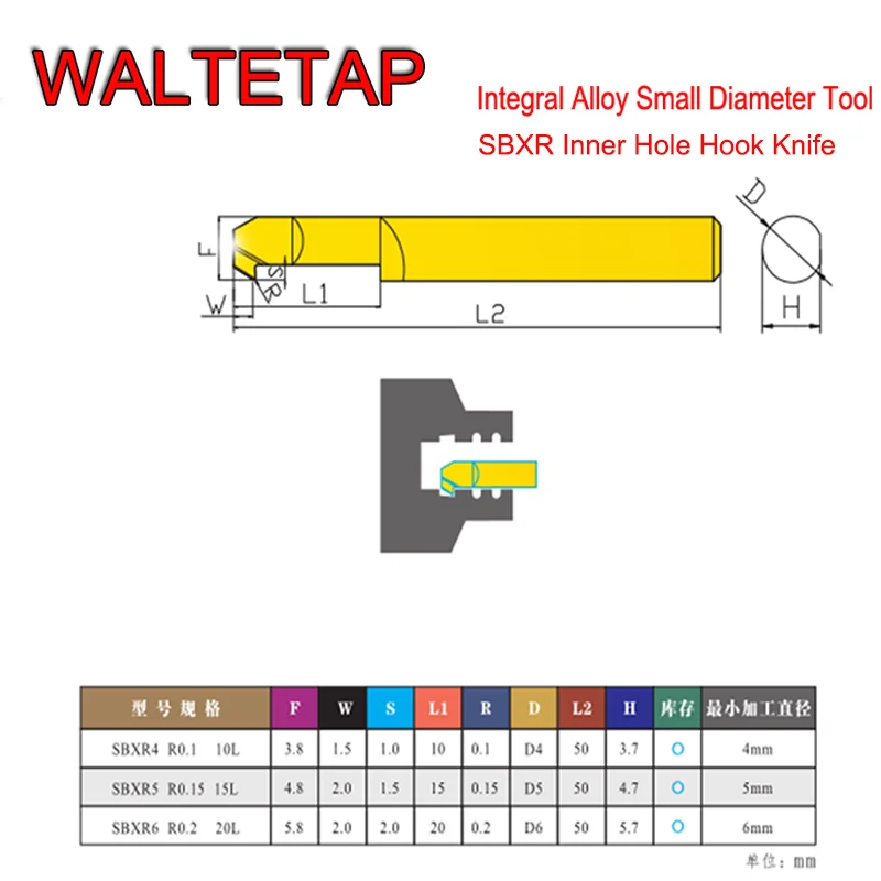 WALTETAP CNC Tungsten Steel Alloy Small Aperture Boring Tool Inner Hole Hook Tool SBXR 4 5 6
WALTETAP CNC Tungsten Steel Alloy Small Aperture Boring Tool Inner Hole Hook Tool SBXR 4 5 6