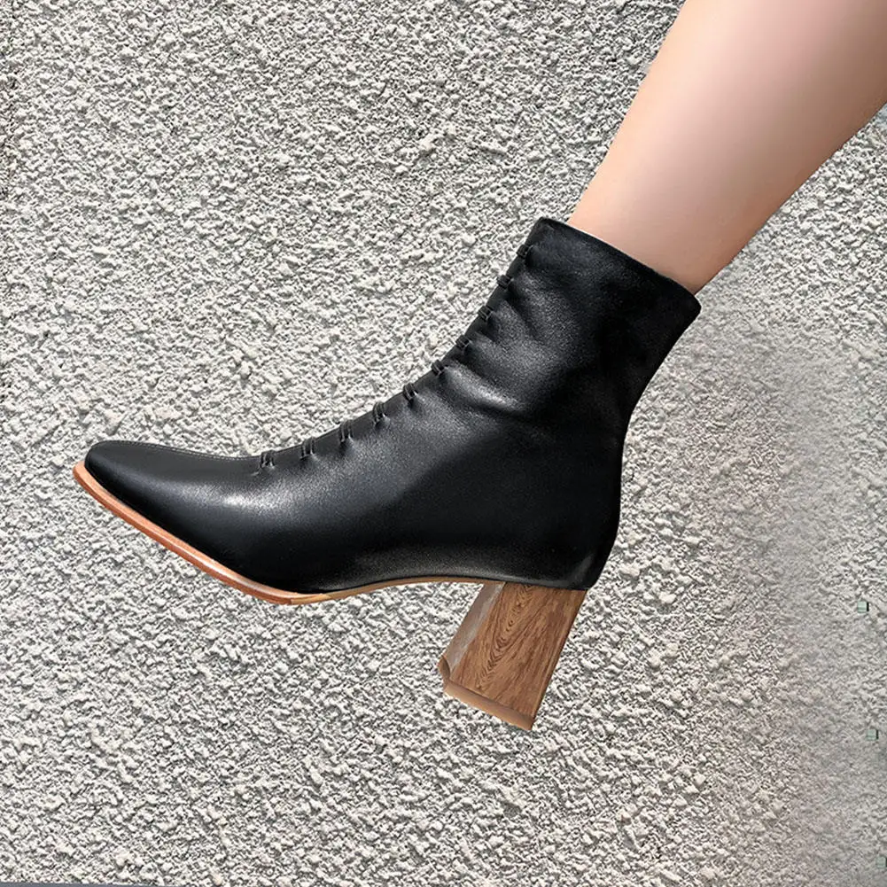 BONJOMARISA Genuine Leather Ladies Fashion Chelesea Boots High Heels Zipper Ankle Boots 2020 Solid Designer Winter Shoes Woman
BONJOMARISA Genuine Leather Ladies Fashion Chelesea Boots High Heels Zipper Ankle Boots 2020 Solid Designer Winter Shoes Woman