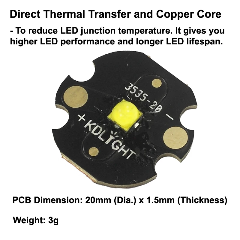 Cree XHP35.2 HD C4 5C Neutral White 4000K CRI90 LED Emitter with KDLITKER DTP Copper MCPCB