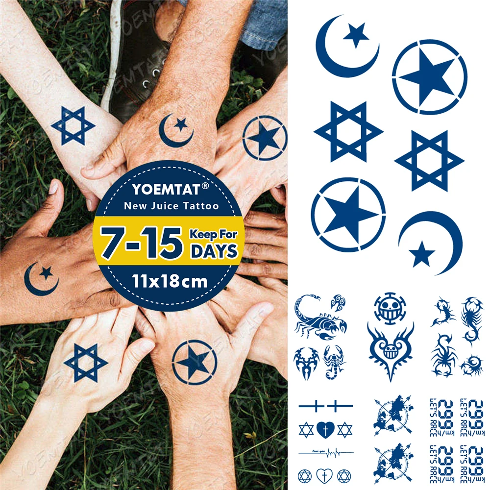 Juice Lasting Waterproof Temporary Tattoo Sticker Clock Star Moon Scorpion Earth Cross Flash Tattoos Ink Arm Body Art Fake Tatto
Juice Lasting Waterproof Temporary Tattoo Sticker Clock Star Moon Scorpion Earth Cross Flash Tattoos Ink Arm Body Art Fake Tatto