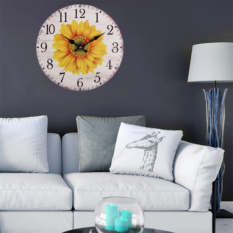 Vintage Sunflower Round Wall Clock Arabic Numerals Chic Style Wooden Round Home Decor For Living Room Bedroom
Vintage Sunflower Round Wall Clock Arabic Numerals Chic Style Wooden Round Home Decor For Living Room Bedroom