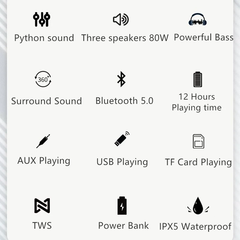 Беспроводная Bluetooth-колонка с сабвуфером 80 Вт | Электроника