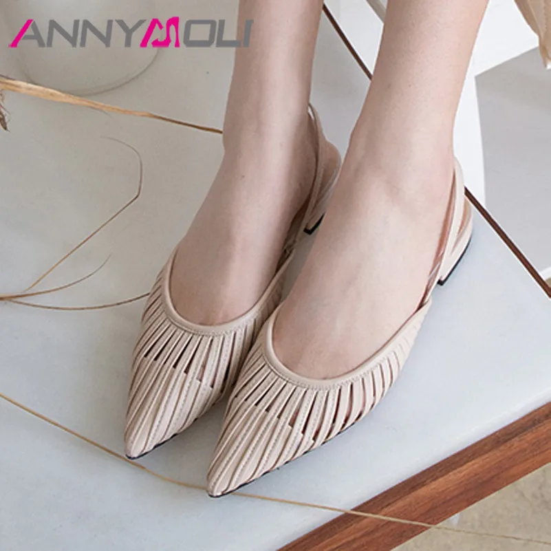 ANNYMOLI Natural Genuine Leather Low Heels Slingbacks Pumps Pointed Toe Woman Shoes Slip On Female Dress Footwear Beige Size 40
ANNYMOLI Natural Genuine Leather Low Heels Slingbacks Pumps Pointed Toe Woman Shoes Slip On Female Dress Footwear Beige Size 40