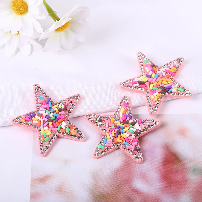 

10Pcs/Lot 4.8cm Felt BackSide Star Patches Appliques For DIY Shoe decoration and Hair Clip Accessories