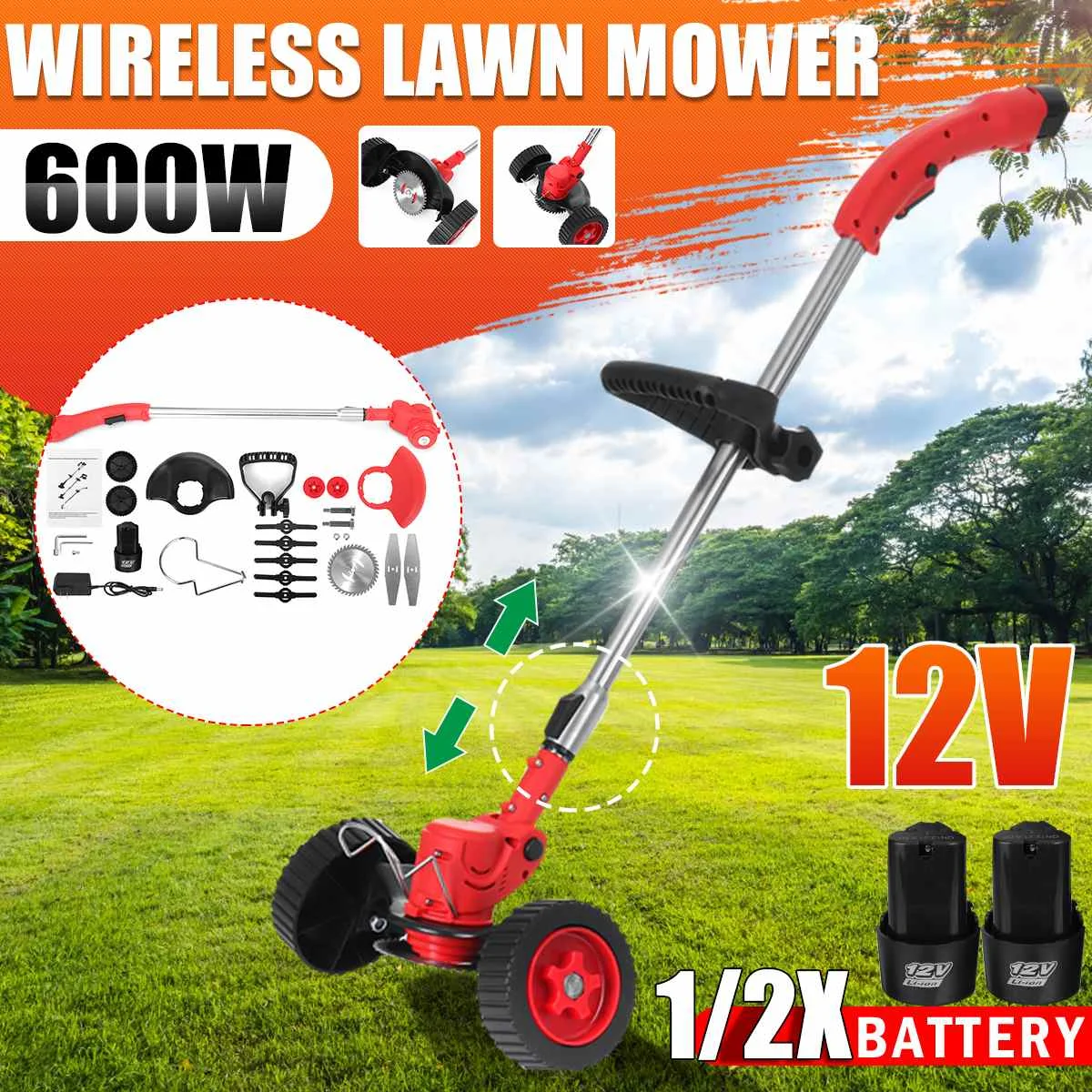 600W 12V Electric Lawn Mower Cordless Grass Trimmer Weeder Handheld Adjustable Mowing Machine Pruning Garden Tools With Battery
600W 12V Electric Lawn Mower Cordless Grass Trimmer Weeder Handheld Adjustable Mowing Machine Pruning Garden Tools With Battery