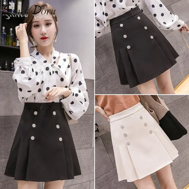 Женская короткая юбка-трапеция, двубортная юбка с высокой талией, весна-лето 2020 
Женская короткая юбка-трапеция, двубортная юбка с высокой талией, весна-лето 2020