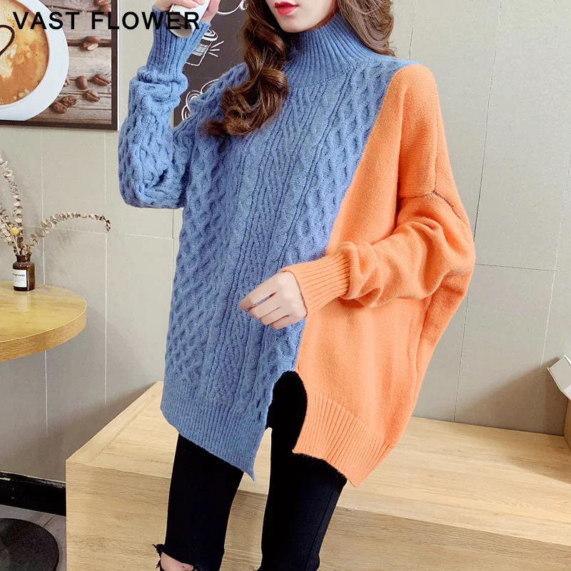 Patchwork Contrast Color Knitted Sweater Women Korean Turtleneck Pullover Long Sleeve Loose Sweaters Autumn Winter Clothes 2021
Patchwork Contrast Color Knitted Sweater Women Korean Turtleneck Pullover Long Sleeve Loose Sweaters Autumn Winter Clothes 2021