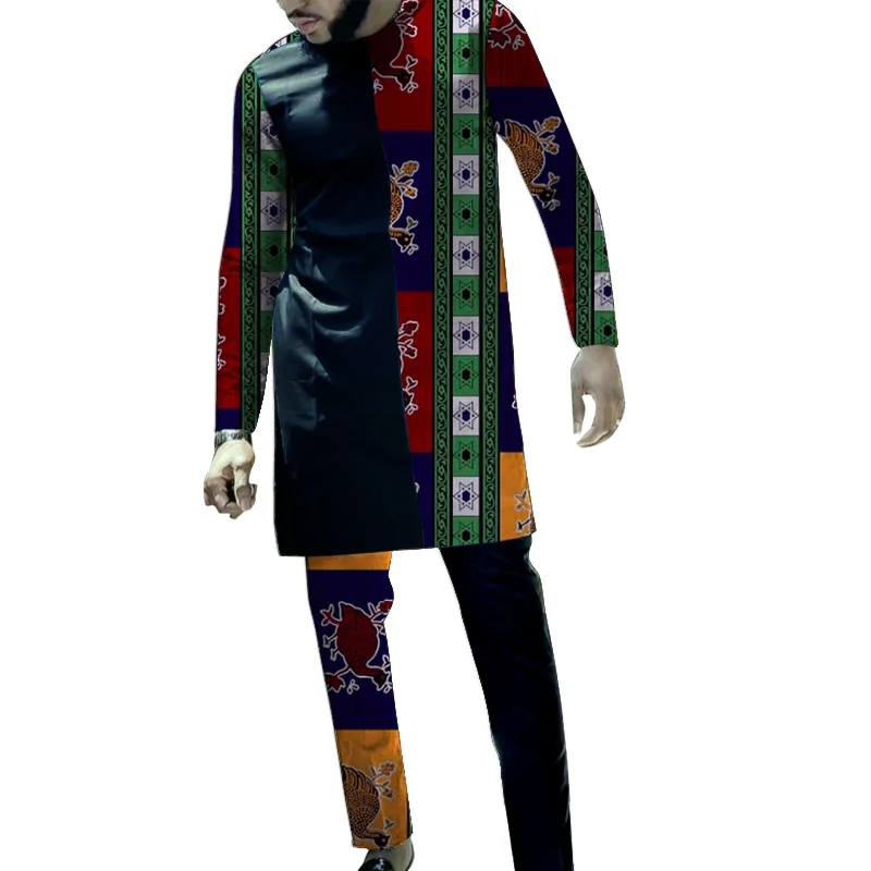 Patchwork Design Black/Print Mix Men's Set Nigrian Fashion Tops With Pants Groom Suits African Wedding Party Family Outfits
Patchwork Design Black/Print Mix Men's Set Nigrian Fashion Tops With Pants Groom Suits African Wedding Party Family Outfits