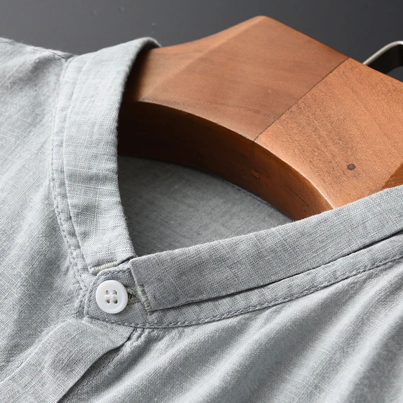 Short Brand Linen Sleeve Hight Quality Stand Collar Summer Comfortable Ventilate Thin Men's Shirts M-4XL 
Short Brand Linen Sleeve Hight Quality Stand Collar Summer Comfortable Ventilate Thin Men's Shirts M-4XL