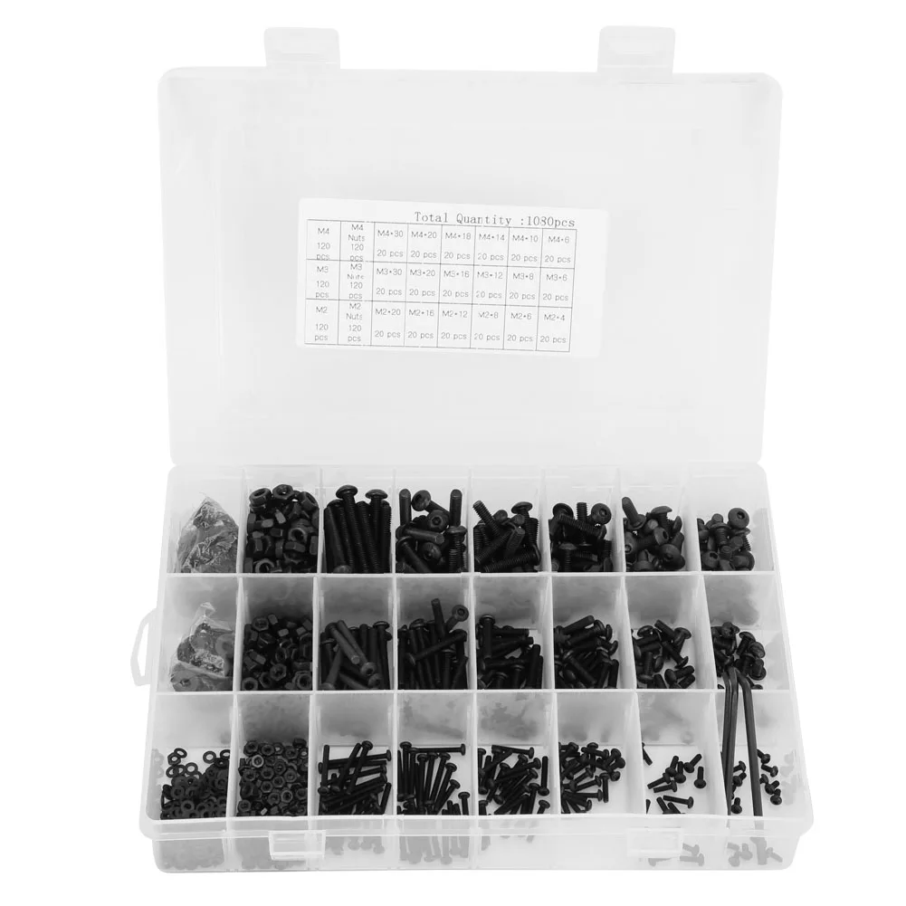 1080pcs Black Carbon Steel Semi-Circular Head Hex Screw Nut Bolt Flat Washer Wrench Combination
1080pcs Black Carbon Steel Semi-Circular Head Hex Screw Nut Bolt Flat Washer Wrench Combination