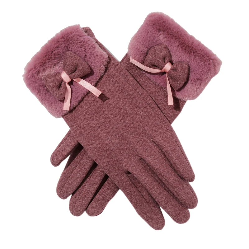 Женские плюшевые перчатки с кроличьим мехом очень эластичные теплые для