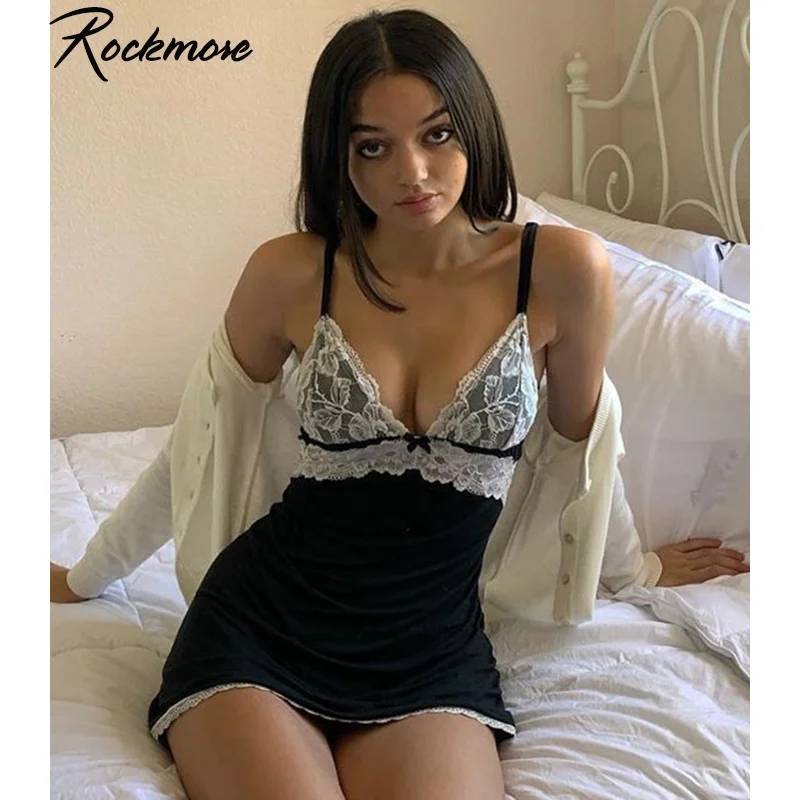 Rockmore Black Sexy Lace Patchwork Sleeveless Women's Dress Spaghetti Straps Butterfly Knot Bodycon Mini Party Dresses Summer
Rockmore Black Sexy Lace Patchwork Sleeveless Women's Dress Spaghetti Straps Butterfly Knot Bodycon Mini Party Dresses Summer