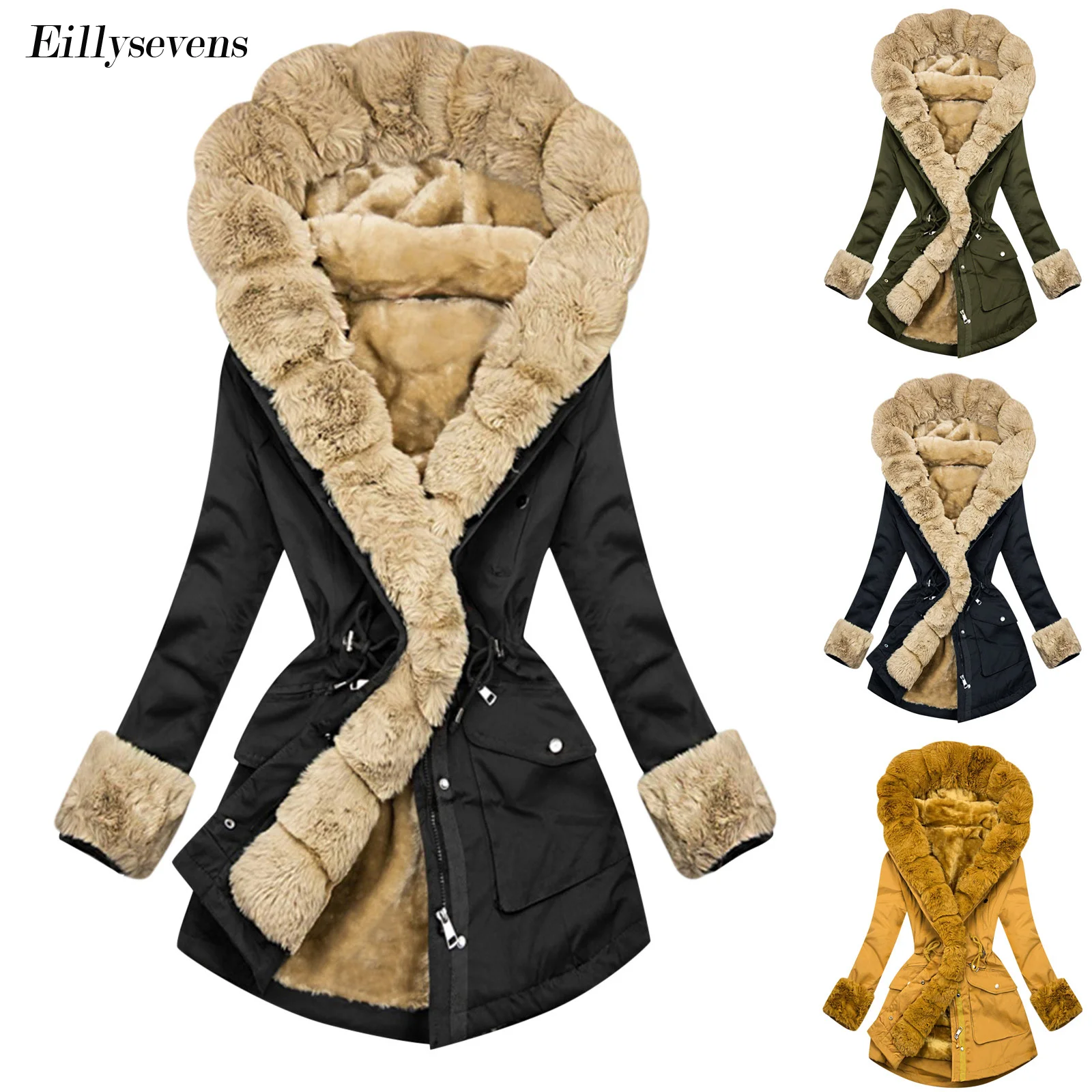 Faux Fur Fur Collar Women Cotton Jacket Long Autumn Female Solid Jacket Pockets Long-sleeved Casual Elegant Ladies 2020 Coat
Faux Fur Fur Collar Women Cotton Jacket Long Autumn Female Solid Jacket Pockets Long-sleeved Casual Elegant Ladies 2020 Coat