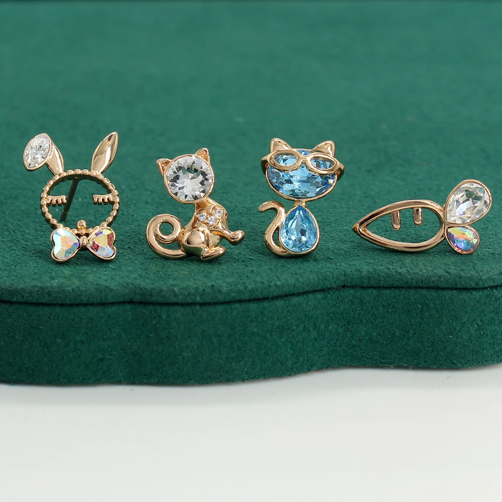 Kawaii Animal Rabbit Crystal Jewelry Stud Earrings for Cat Fish Cubic Zirconia 18K Rose Gold Plated Geomety Earring Party Gift
Kawaii Animal Rabbit Crystal Jewelry Stud Earrings for Cat Fish Cubic Zirconia 18K Rose Gold Plated Geomety Earring Party Gift