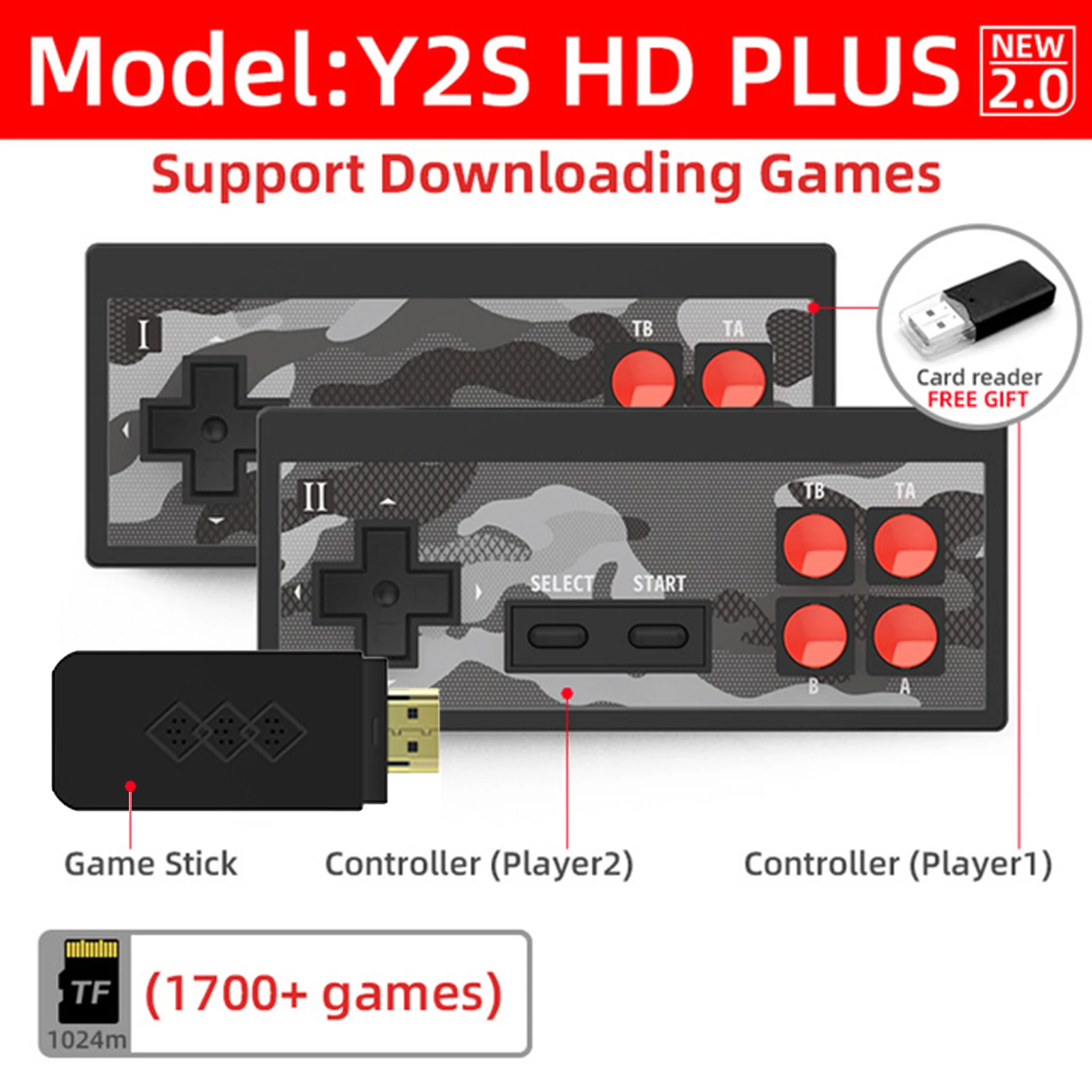 Classic Y2S HD Plus USB Wireless Handheld Video Game Console TV Output Build In 1700 Games Console Portable NES Retro Game Stick
Classic Y2S HD Plus USB Wireless Handheld Video Game Console TV Output Build In 1700 Games Console Portable NES Retro Game Stick