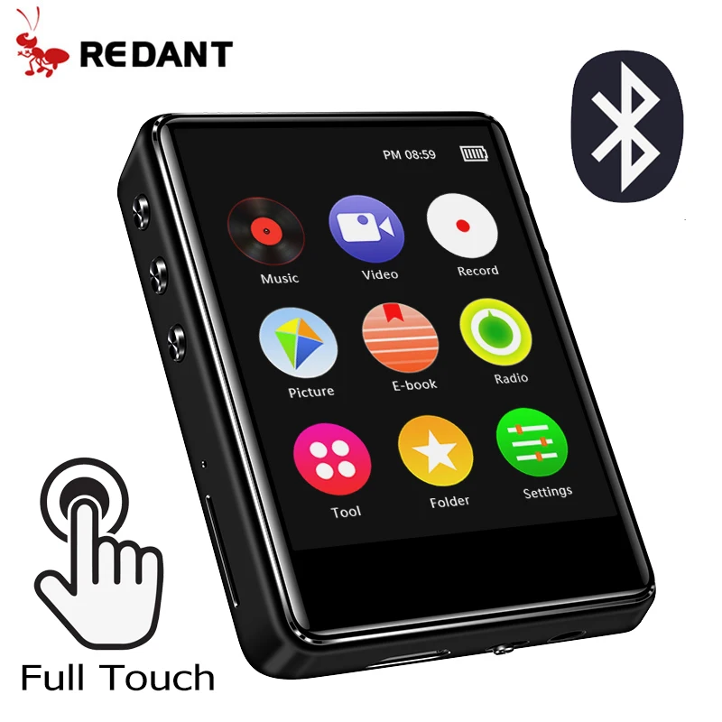 REDANT MP4 плеер Bluetooth со встроенным динамиком 2 4 дюймов полный сенсорный экран