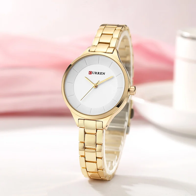 Curren 9015 женские часы роскошные золотые белые полностью стальные ювелирные