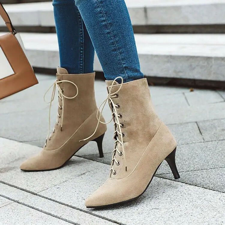Женские ботильоны на шпильках в стиле ретро, осенние ботинки на шнуровке, Повседневная теплая обувь
Женские ботильоны на шпильках в стиле ретро, осенние ботинки на шнуровке, Повседневная теплая обувь