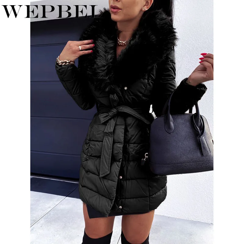 WEPBEL Women Winter Elegant Warm Thicken Fur Lapel Collar Long Coat with Belt Ladies Corset Zipper Jacket Outerwear Overcoat
WEPBEL Women Winter Elegant Warm Thicken Fur Lapel Collar Long Coat with Belt Ladies Corset Zipper Jacket Outerwear Overcoat