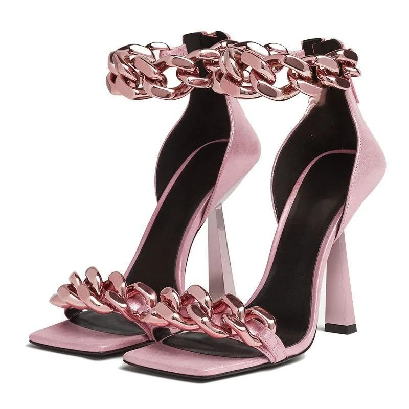 Modern Summer Sandals Chain Square Toe Women's Shoes Genuine Leather Metal Decoration Ankle Strap Gladiator Sandalias Mujer
Modern Summer Sandals Chain Square Toe Women's Shoes Genuine Leather Metal Decoration Ankle Strap Gladiator Sandalias Mujer