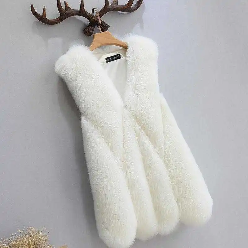 Fashion Woman Autumn winter Faux Fur Vest Female Oversize Rabbit Fur Coat Sleeveless Outerwear Casual Warm Artificial Fur Jacket 
Fashion Woman Autumn winter Faux Fur Vest Female Oversize Rabbit Fur Coat Sleeveless Outerwear Casual Warm Artificial Fur Jacket