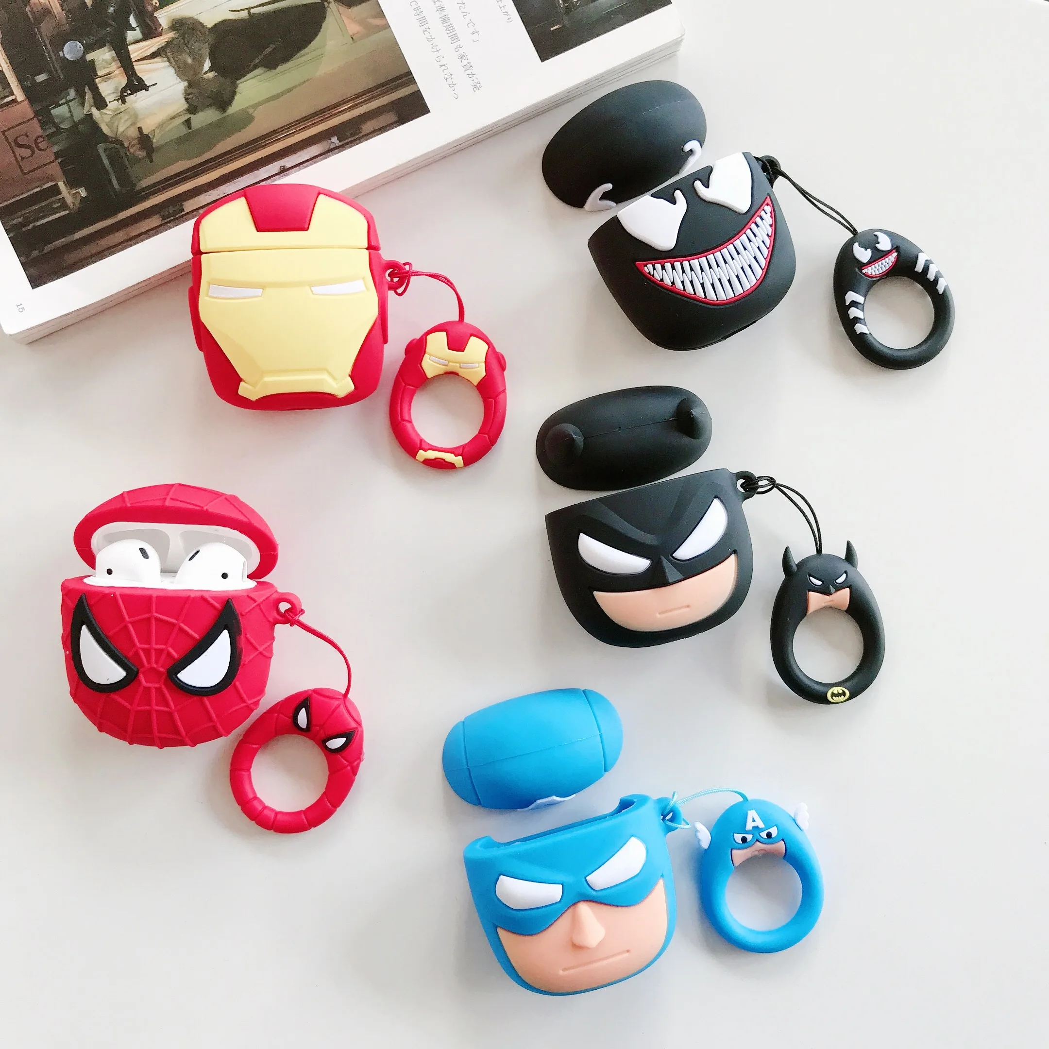 Мультфильм 3D Avenger Hero подъемный канат Беспроводной Bluetooth наушники чехол для Apple