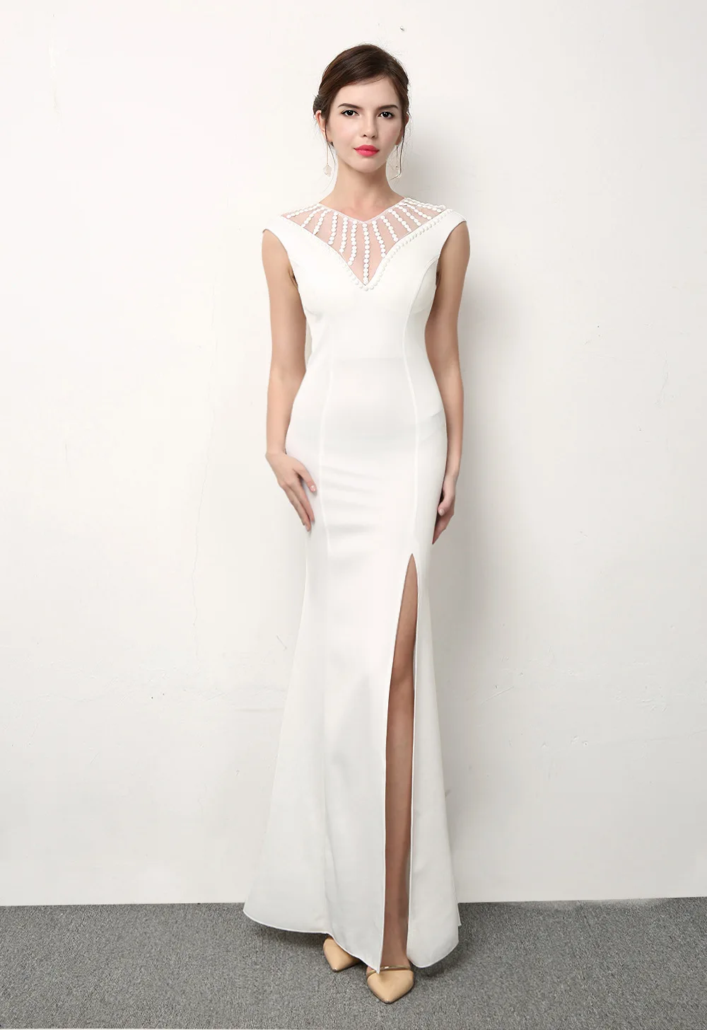 2019 High Split Evening Dresses Long Sexy V-neck Champagne Lace Prom Women Gorgeous Formal Party Dress Vestido De Noite
2019 High Split Evening Dresses Long Sexy V-neck Champagne Lace Prom Women Gorgeous Formal Party Dress Vestido De Noite