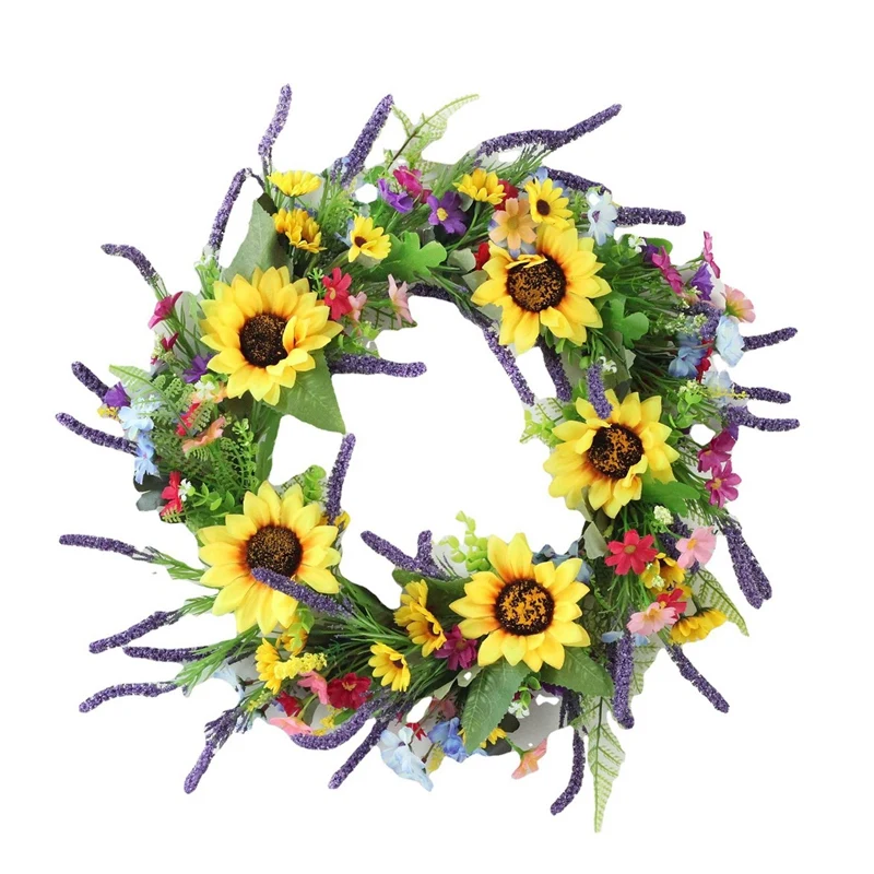 

Fall Sunflower Lavender Wreath for Front Door Wall Windows Wedding Party Farmhouse Home Christmas Thanksgiving Decor