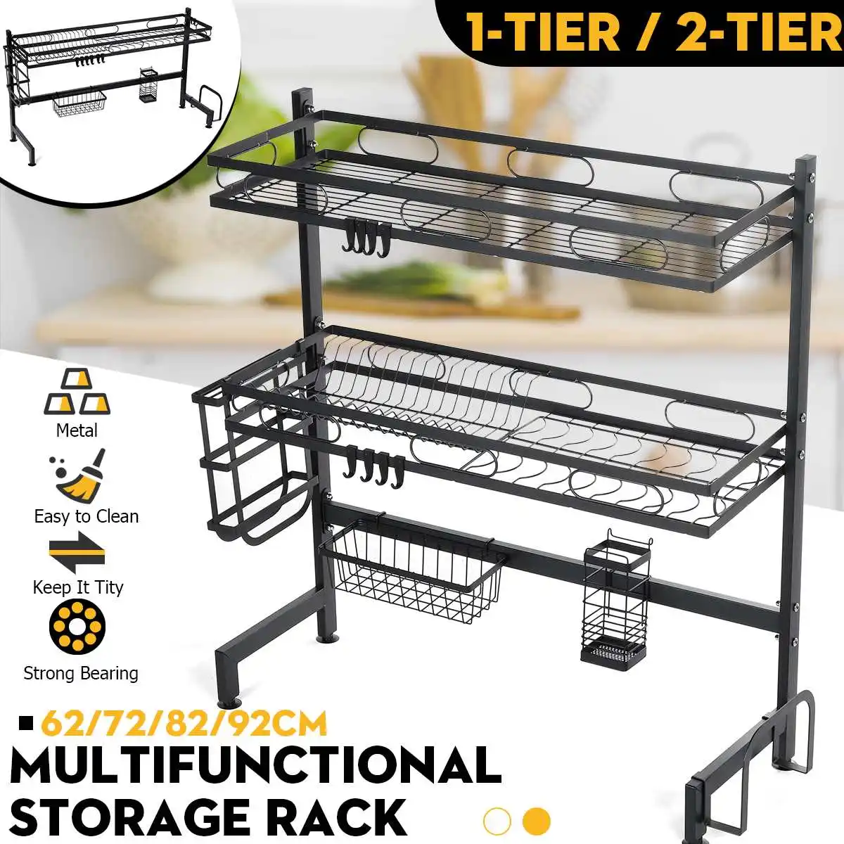 62-92CM 2 Tier Multifunctional Upper Sink Counter Drain Rack Kitchen Shelf Dish Drying Racks Tableware Supplies Storage Holder
62-92CM 2 Tier Multifunctional Upper Sink Counter Drain Rack Kitchen Shelf Dish Drying Racks Tableware Supplies Storage Holder