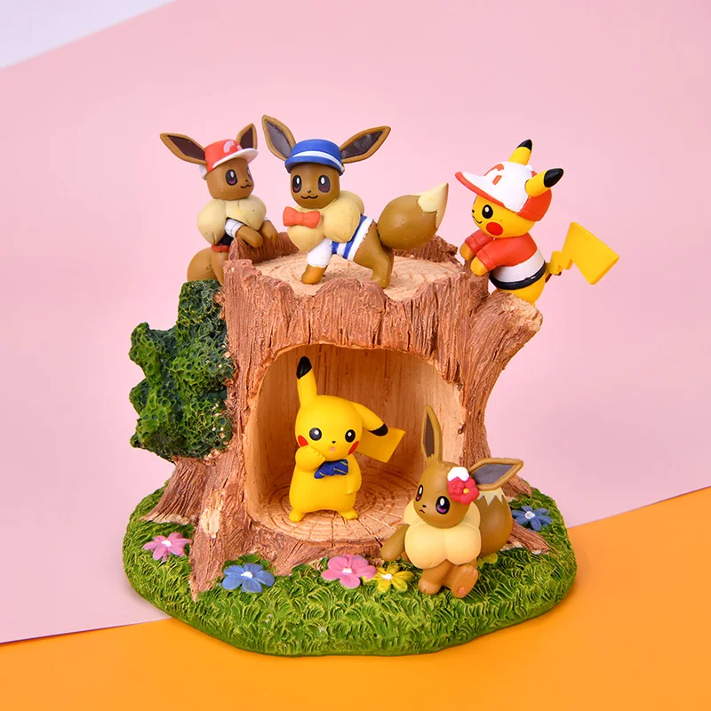 

TAKARA TOMY Animation Pokemon Pocket Monster Elf Doll Figure Pikachu Eevee Cross Dressing Series PVC Children Model Toys