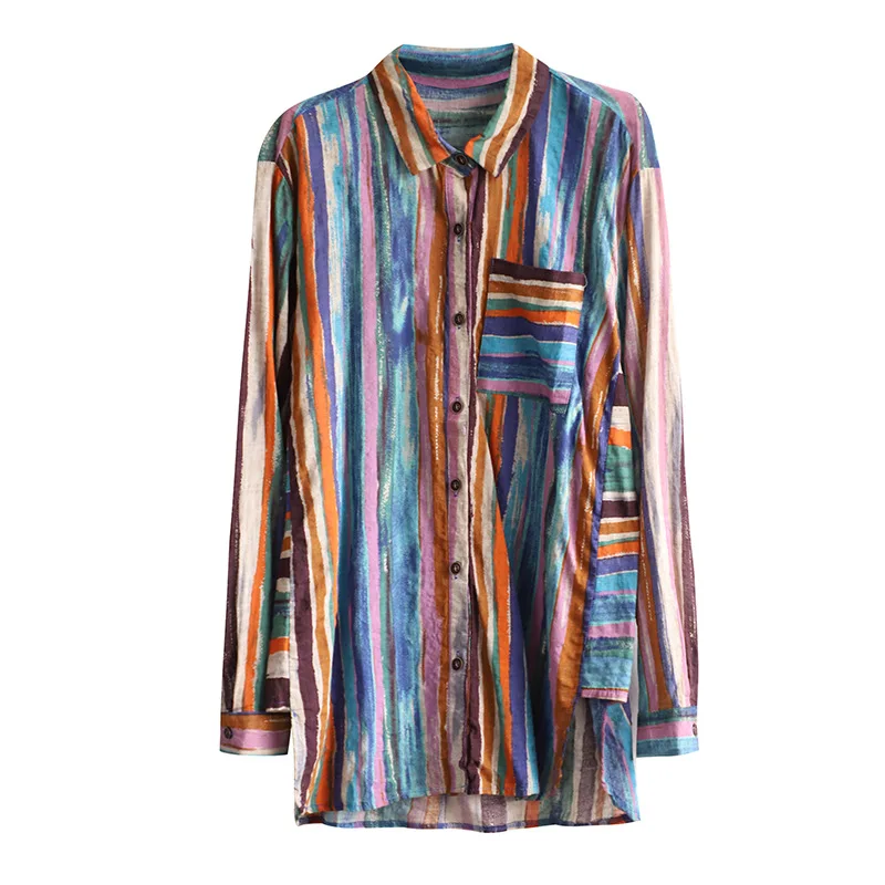 Autumn Casual Stripe Blouses Women Spring Cotton Linen Tops Elegant Office Lady Button Oversized Long Sleeve Shirt Ropa De Mujer
Autumn Casual Stripe Blouses Women Spring Cotton Linen Tops Elegant Office Lady Button Oversized Long Sleeve Shirt Ropa De Mujer